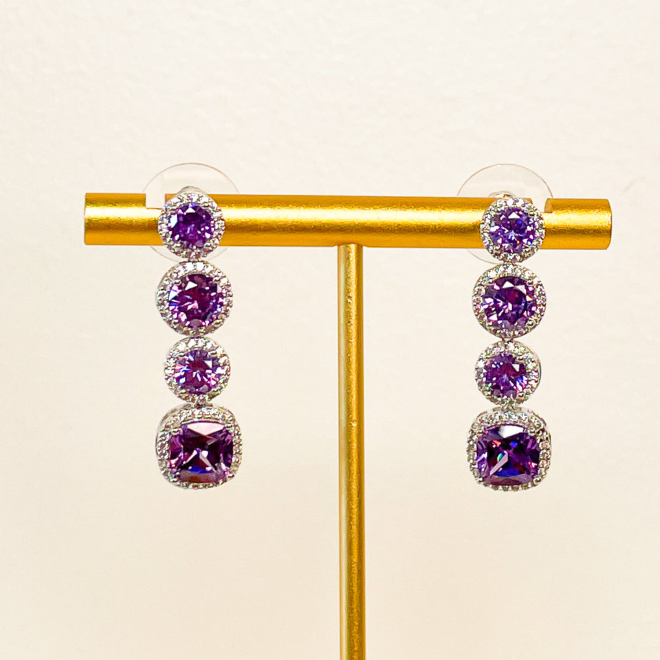 Earrings | Carré Crystal Drop | Amethyst | Mariam Zardozi