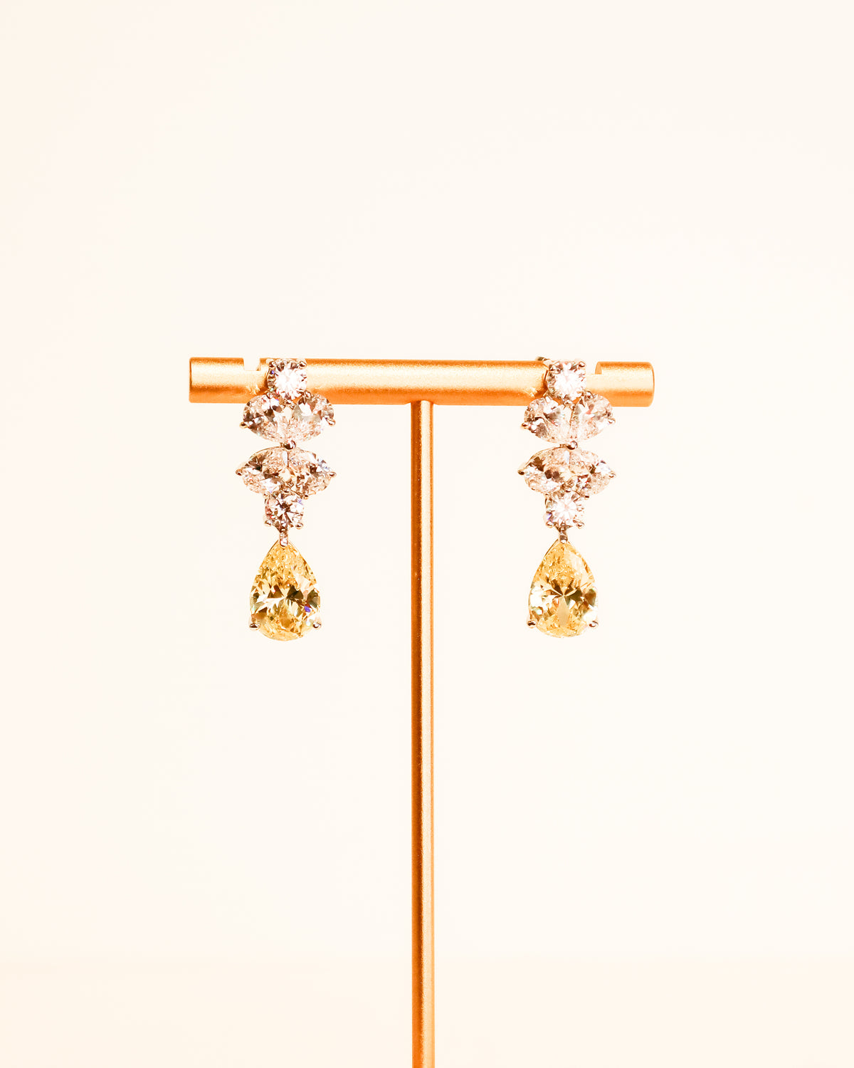 Earrings | Crystal Clover Pear Drop | Citrine