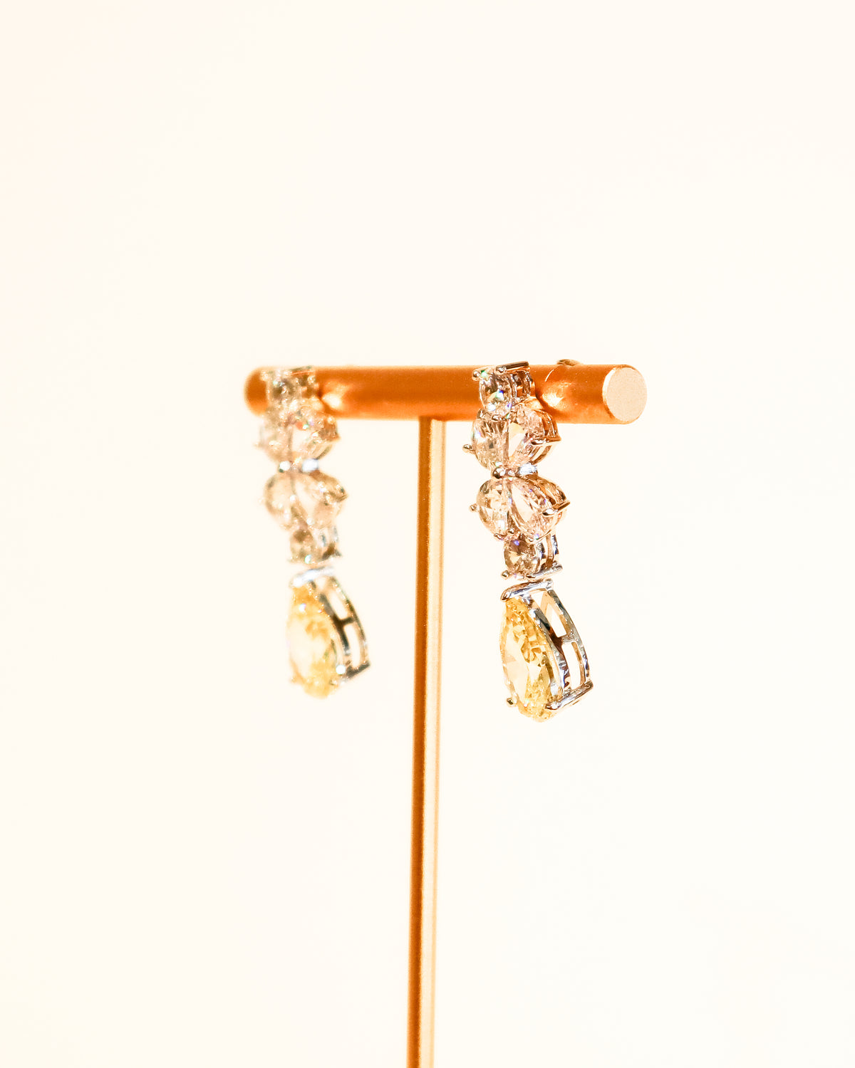 Earrings | Crystal Clover Pear Drop | Citrine