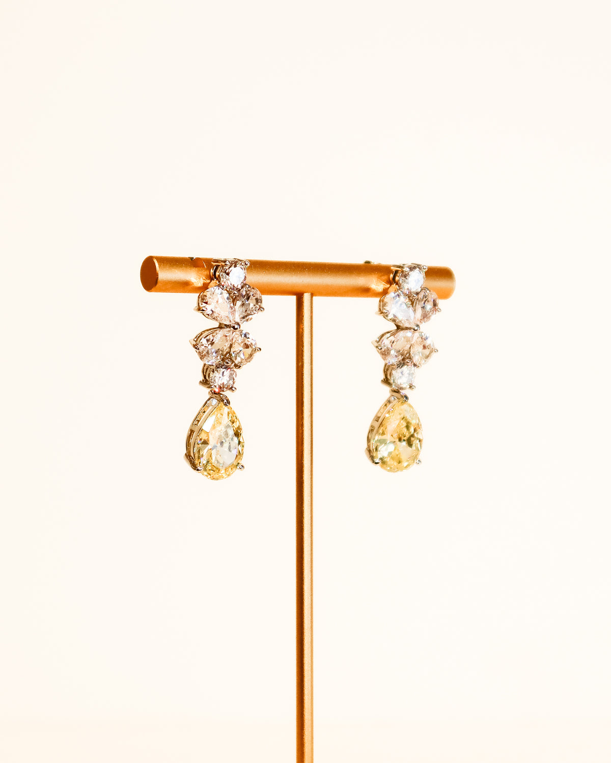 Earrings | Crystal Clover Pear Drop | Citrine