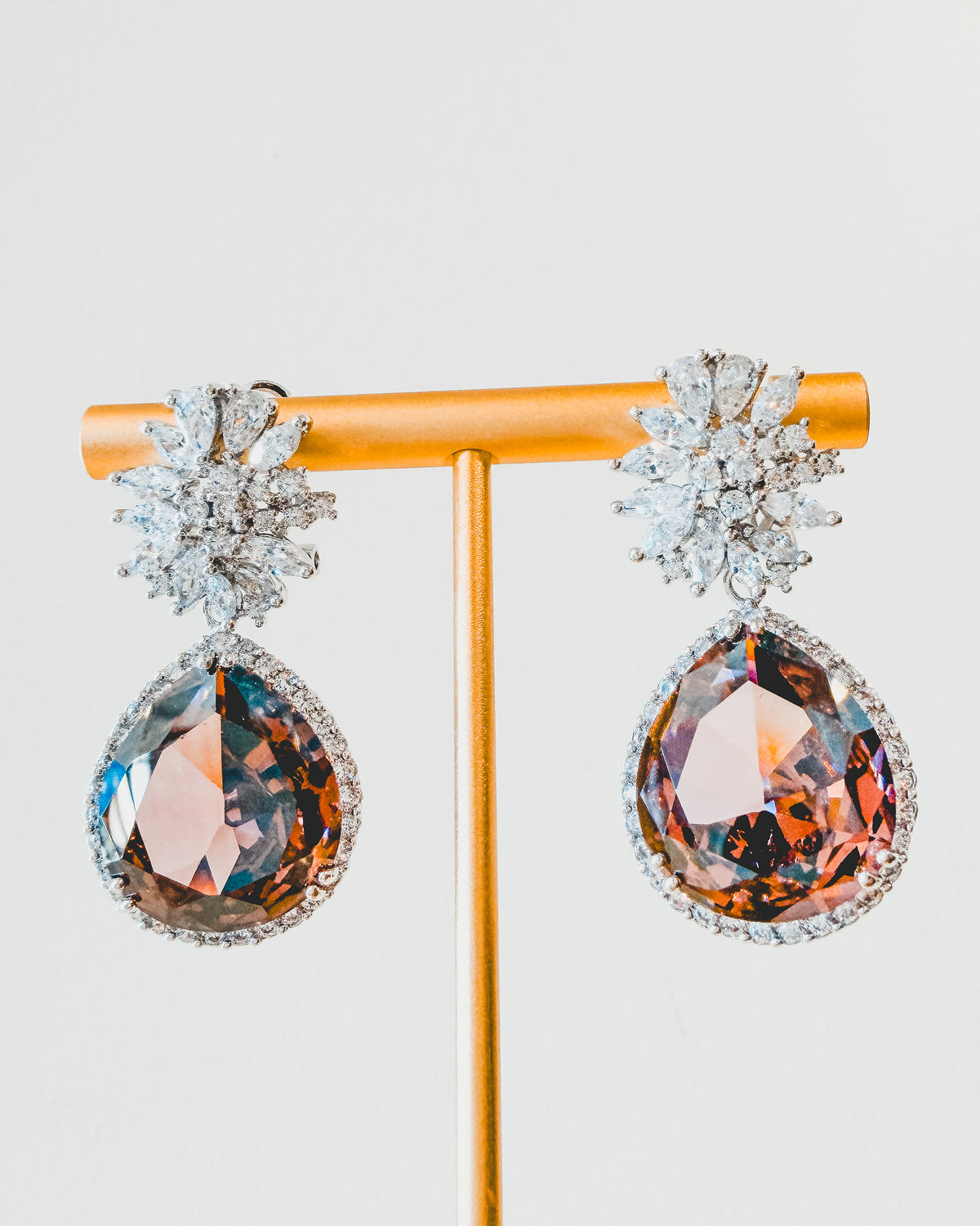 Earrings | Crystal Cluster Studs | Smokey Topaz