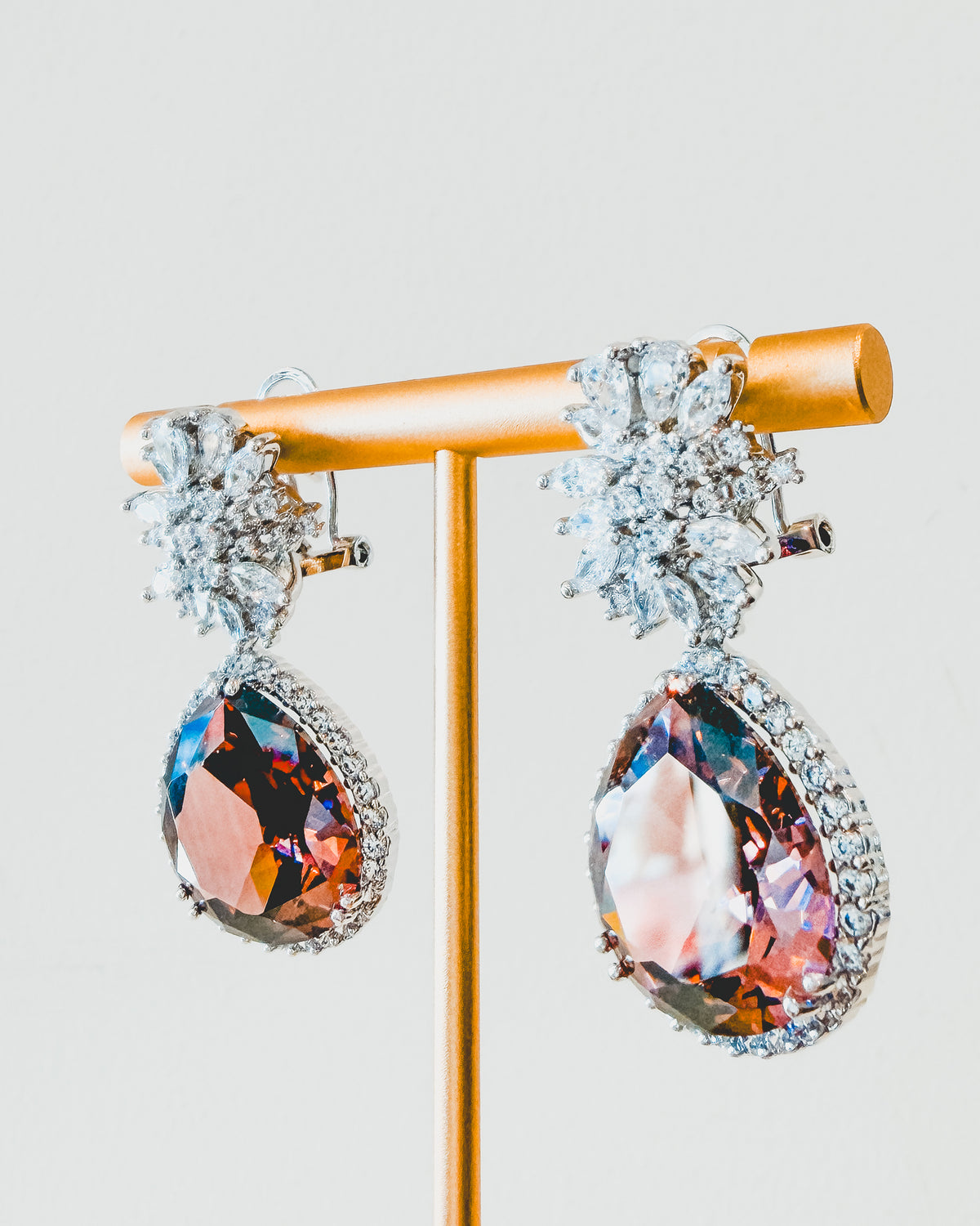 Earrings | Crystal Cluster Studs | Smokey Topaz