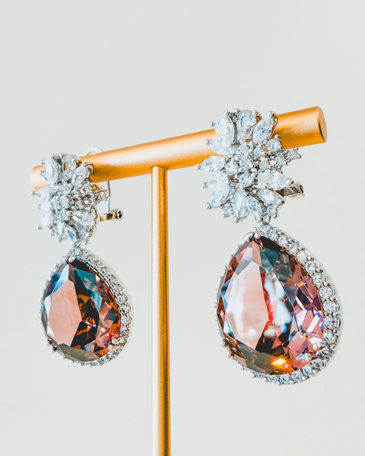 Earrings | Crystal Cluster Studs | Smokey Topaz
