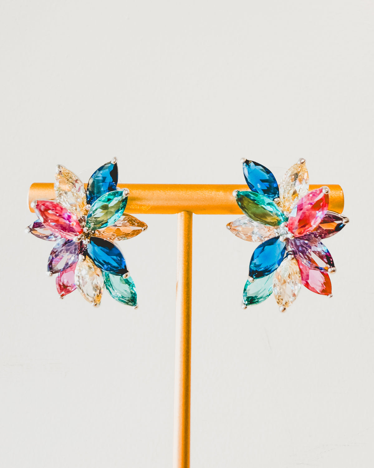 Earrings | Crystal Cluster Studs | Rainbow