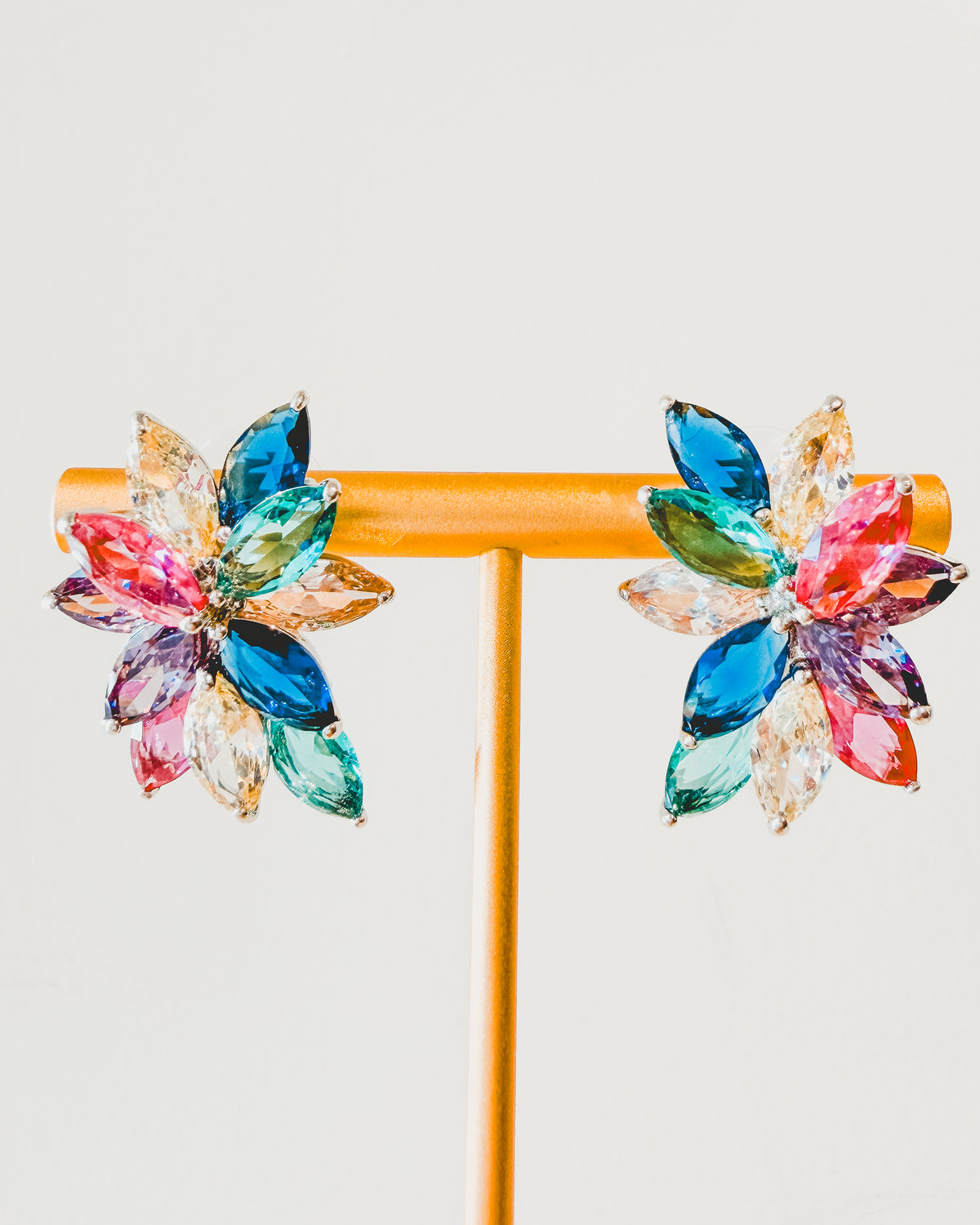 Earrings | Crystal Cluster Studs | Rainbow