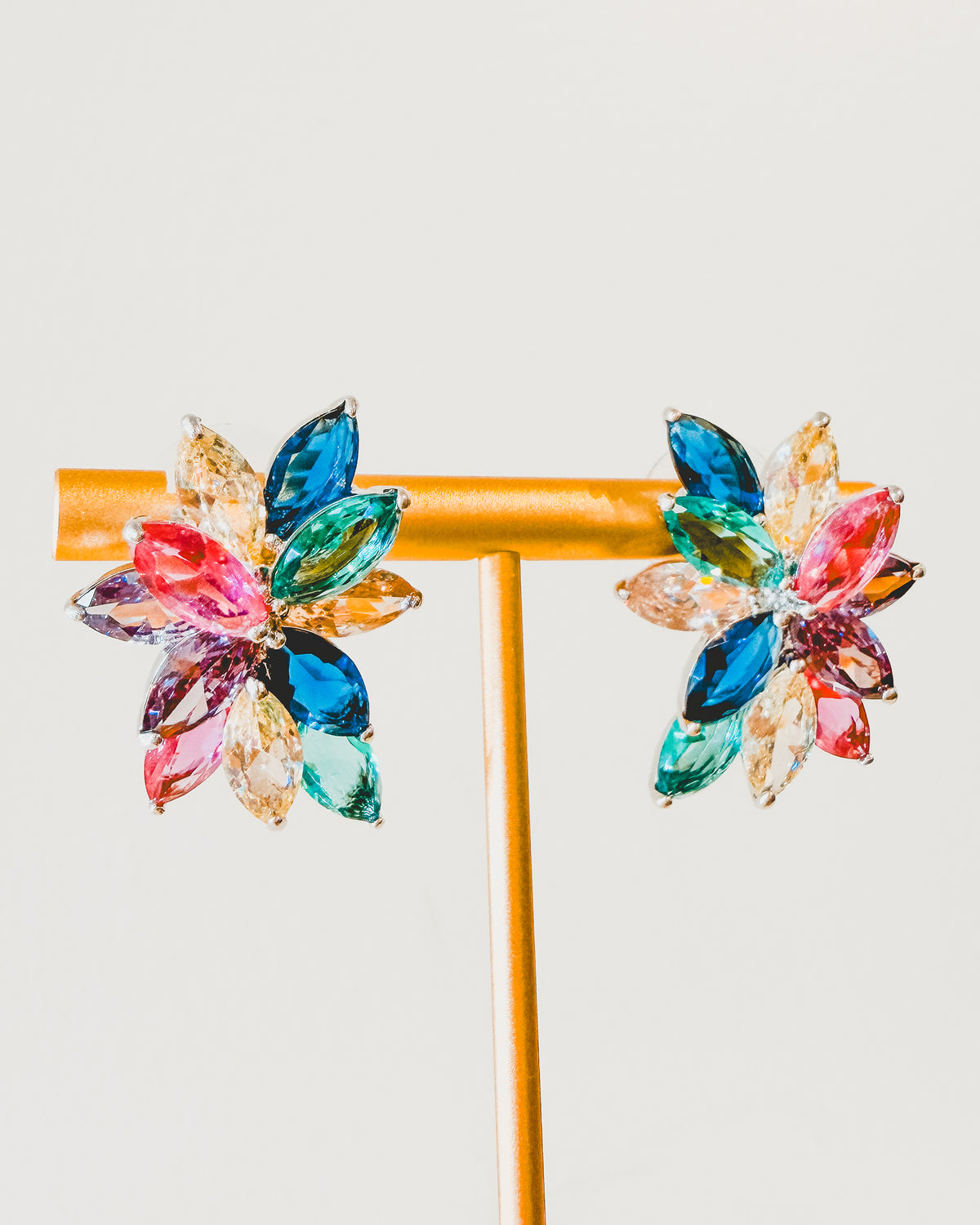 Earrings | Crystal Cluster Studs | Rainbow