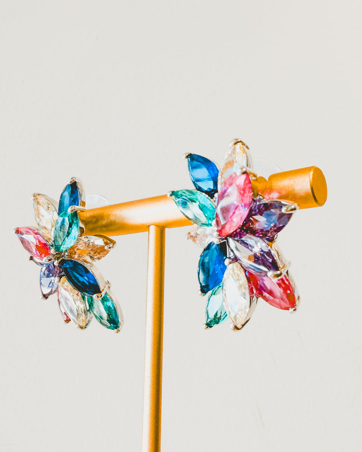 Earrings | Crystal Cluster Studs | Rainbow