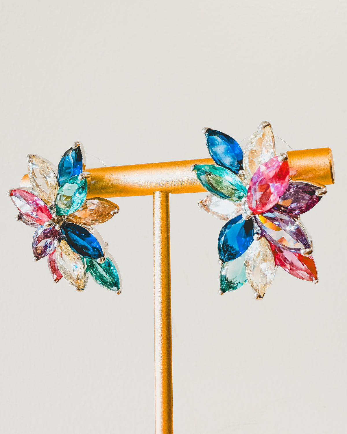 Earrings | Crystal Cluster Studs | Rainbow