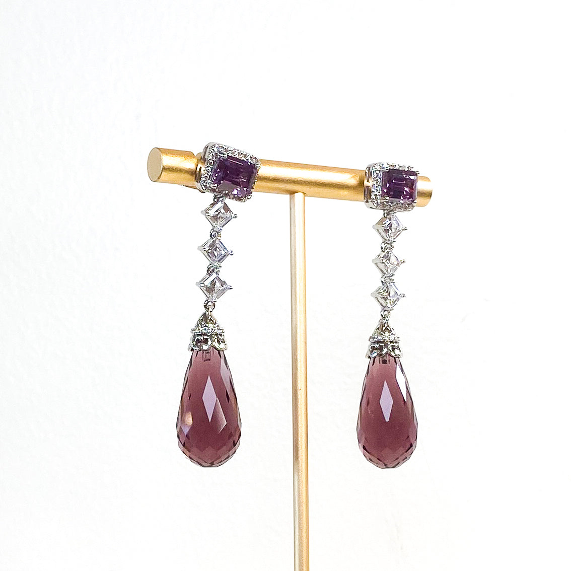 Earrings | Crystal Drop | Amethyst | Mariam Zardozi