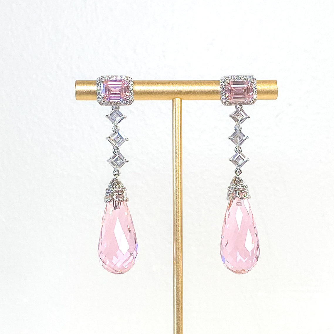 Earrings | Crystal Drop | Pink Sapphire | Mariam Zardozi