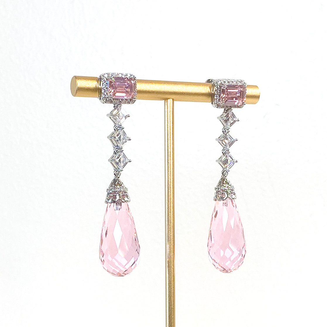 Earrings | Crystal Drop | Pink Sapphire | Mariam Zardozi