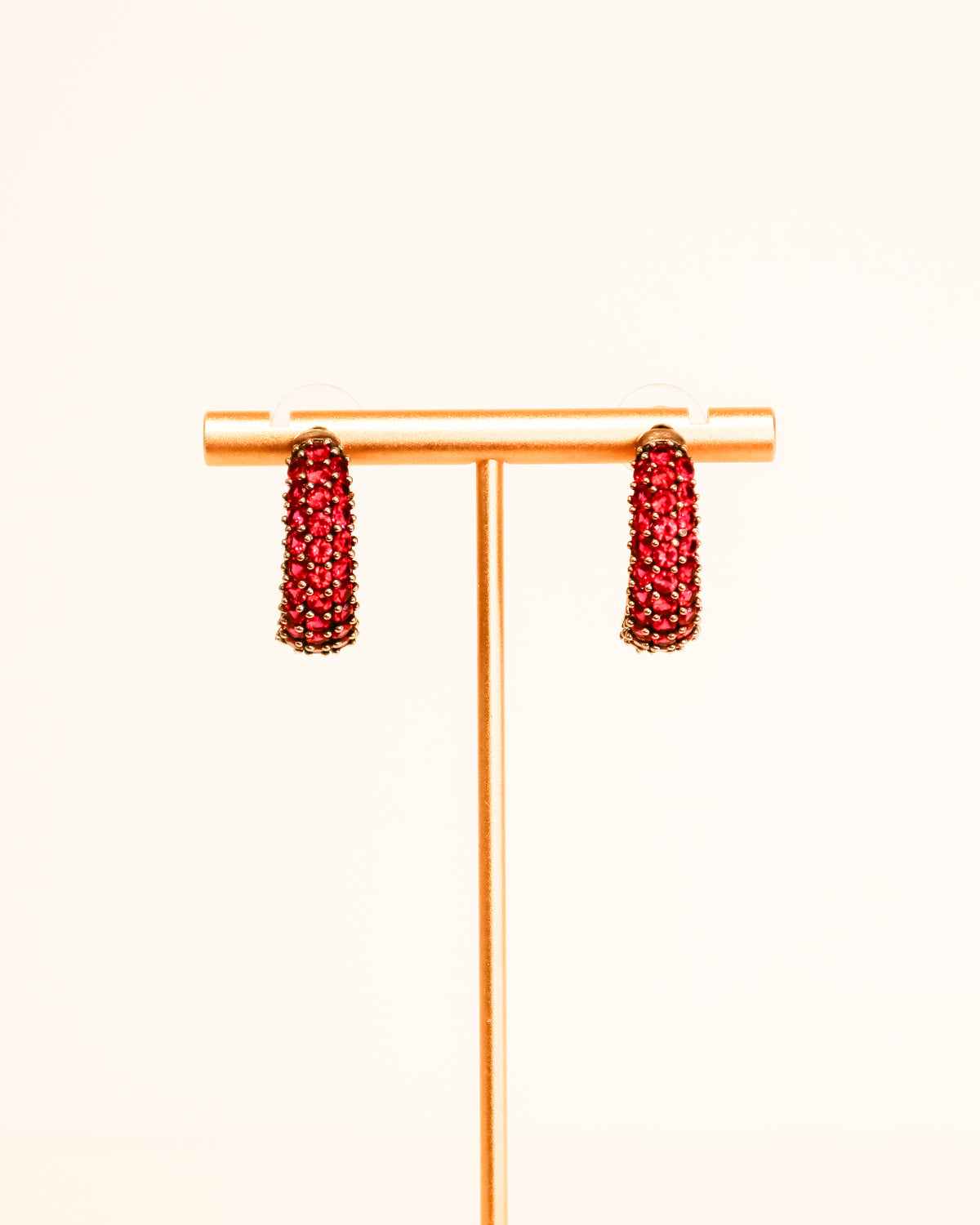 Earrings | Crystal Half Hoop Multi Row | Ruby