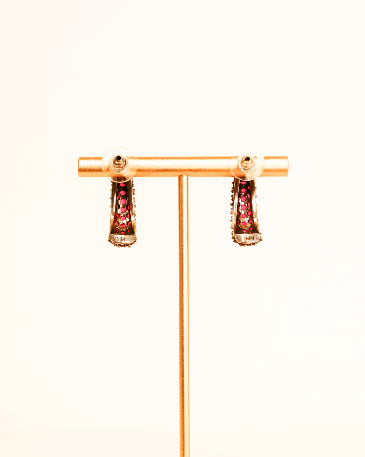 Earrings | Crystal Half Hoop Multi Row | Ruby
