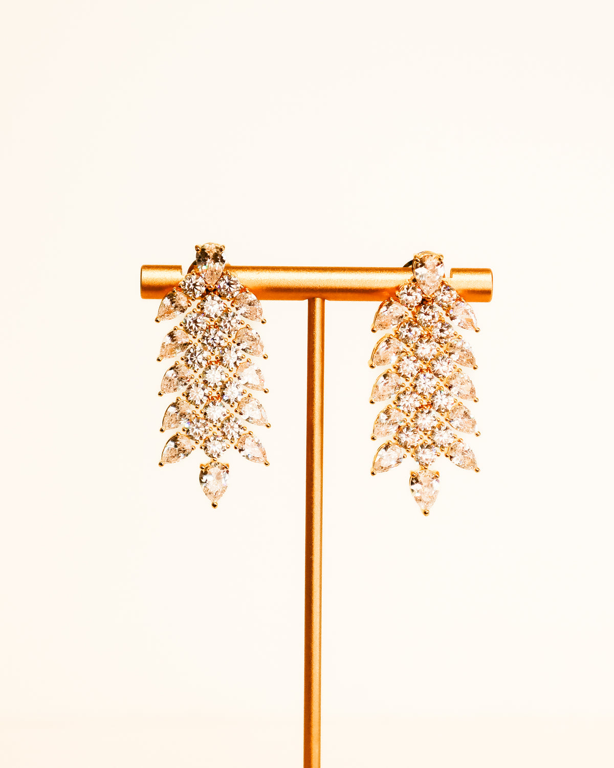 Earrings | Crystal Leaf Drop | Gold