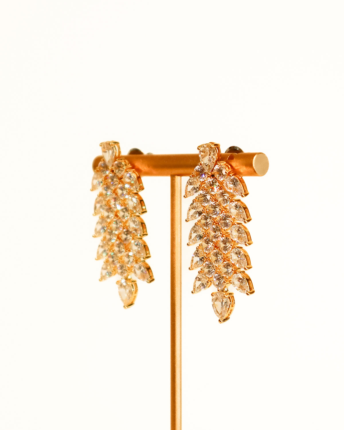 Earrings | Crystal Leaf Drop | Gold
