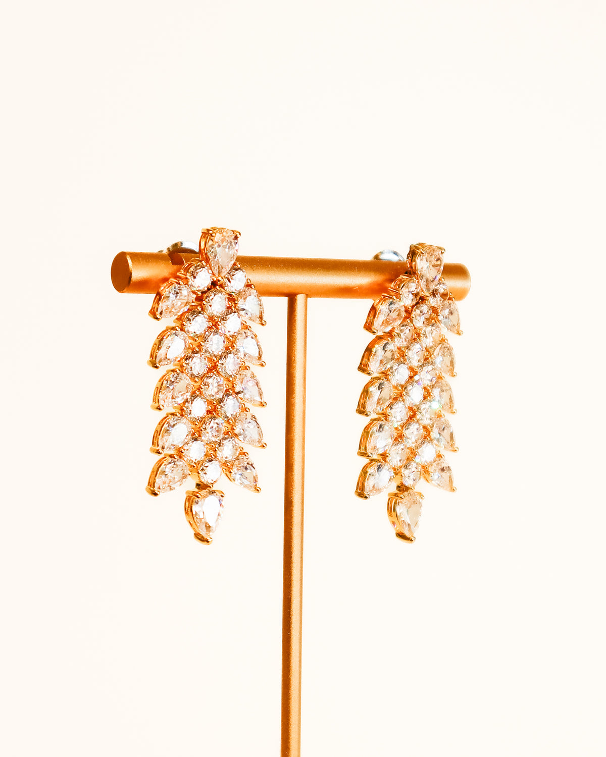 Earrings | Crystal Leaf Drop | Gold