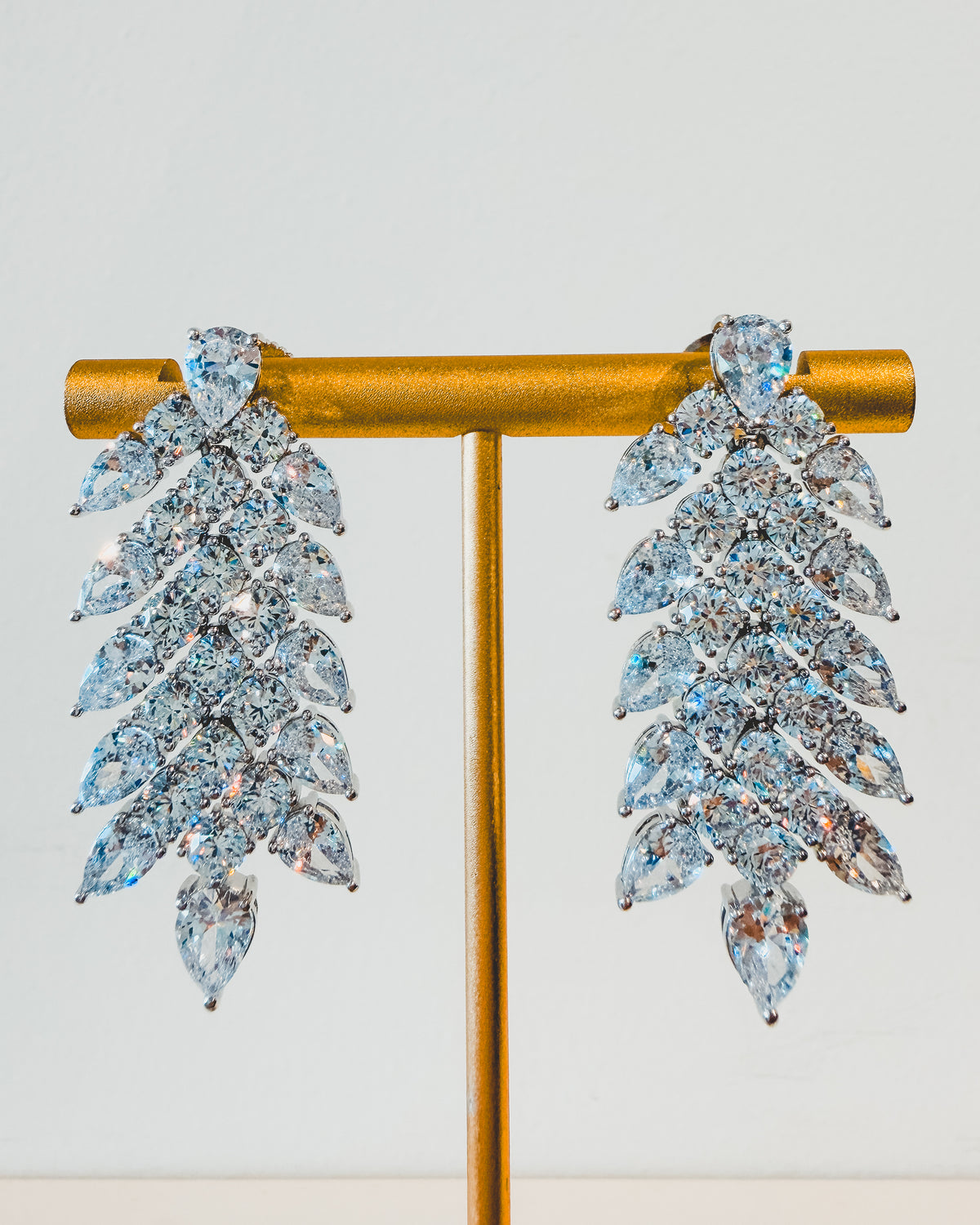 Earrings | Crystal Leaf Drop | Silver