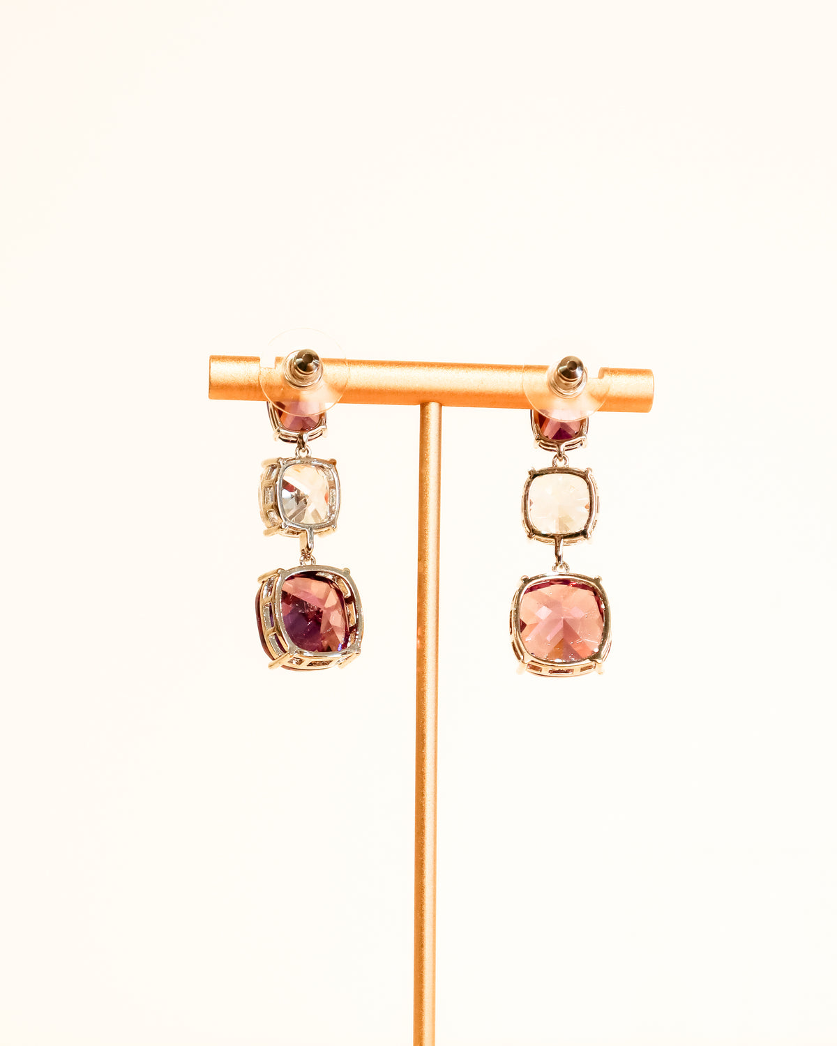 Earrings | Cushion Cut Drop | Amethyst &amp; Crystal