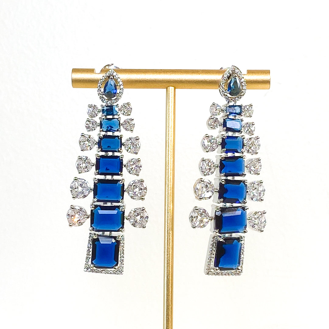 Earrings | Dragon Tail Drops | Sapphire | Mariam Zardozi