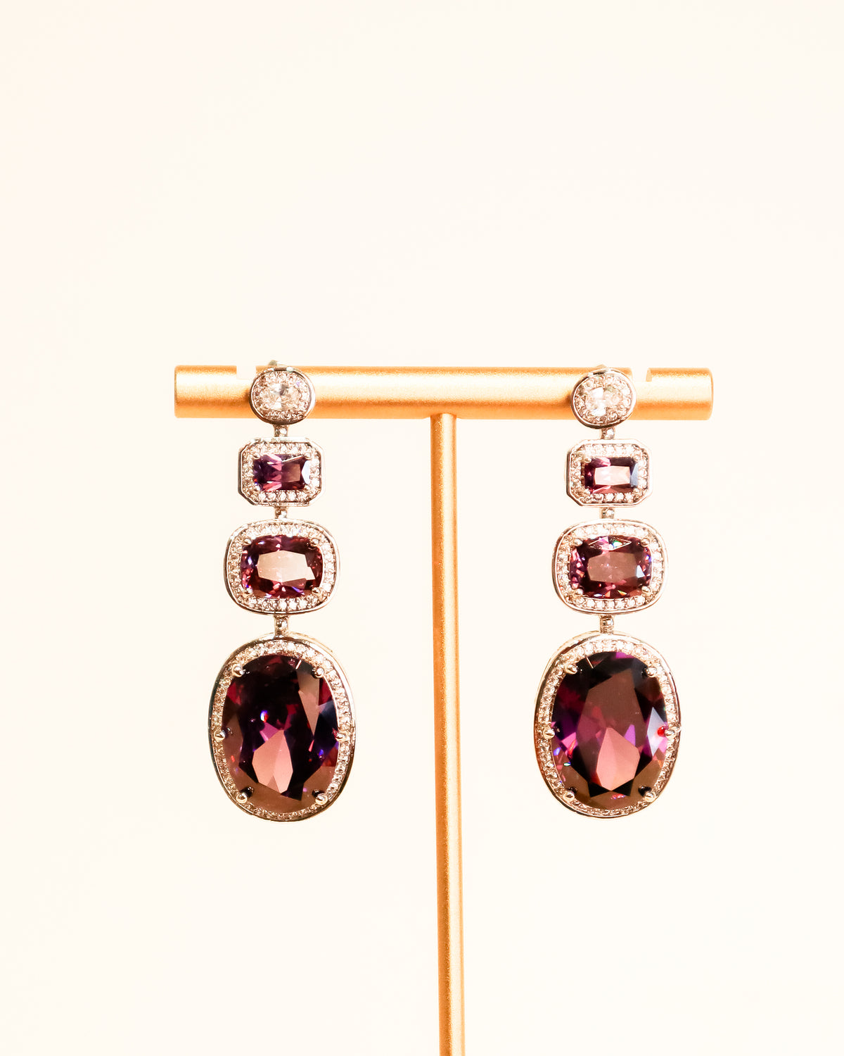 Earrings | Elegant Halo Drop | Amethyst
