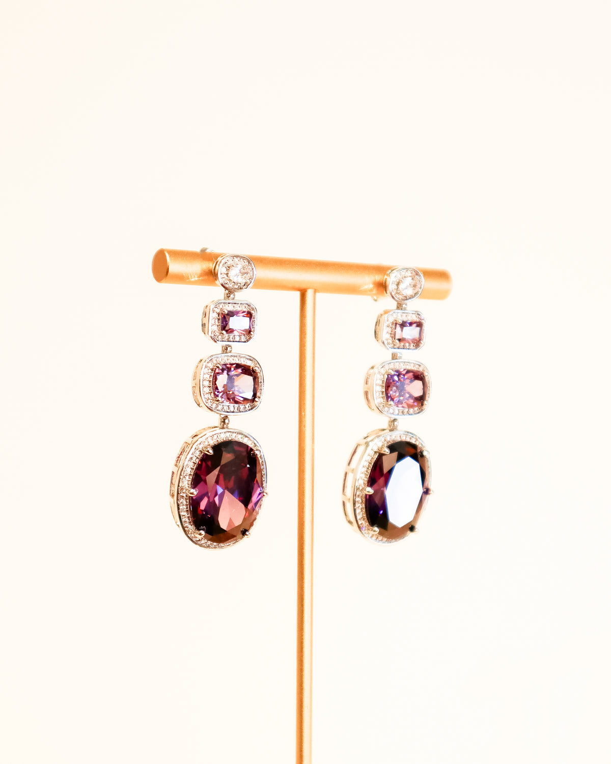 Earrings | Elegant Halo Drop | Amethyst