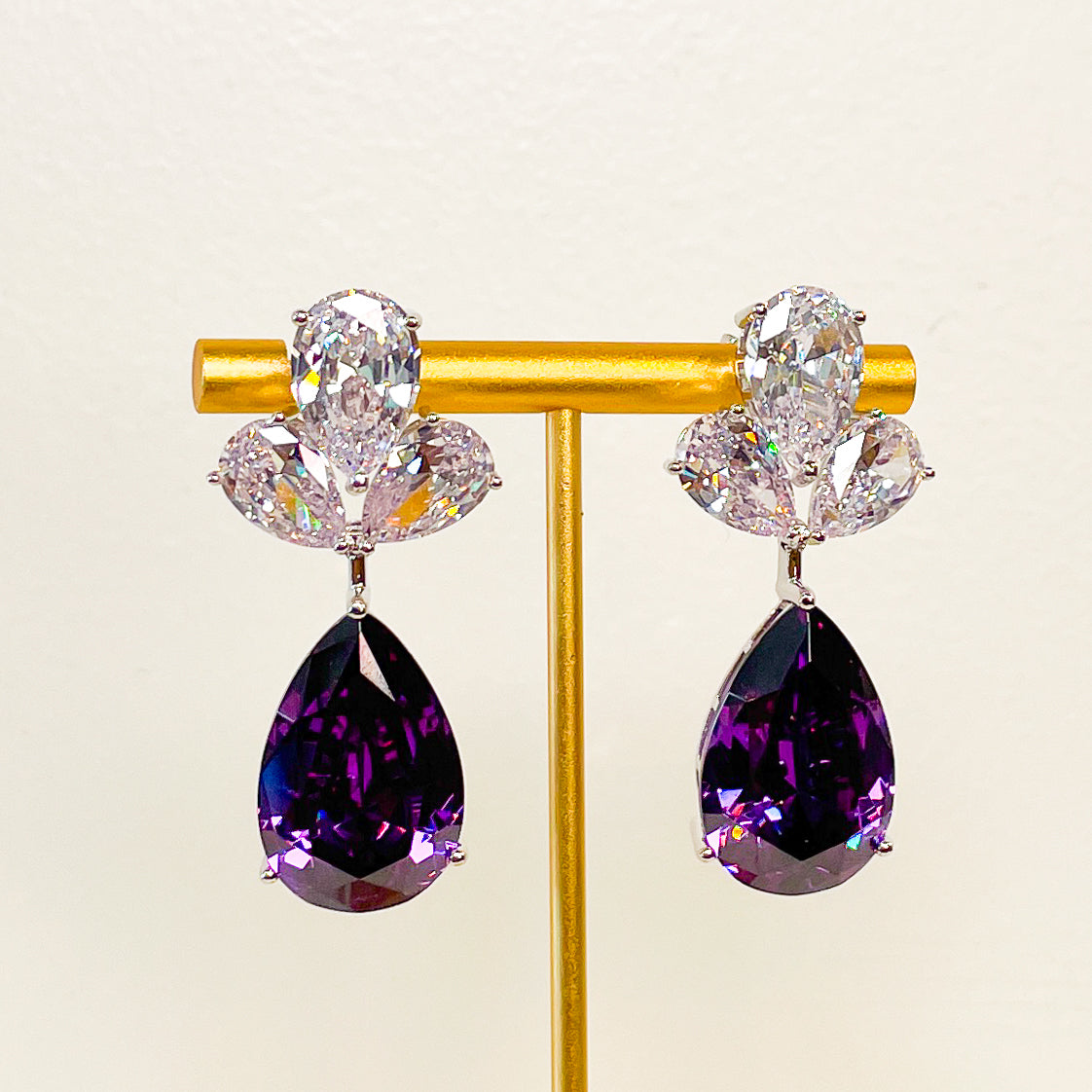 Earrings | Fleur-de-Lis | Amethyst Crystal | Mariam Zardozi