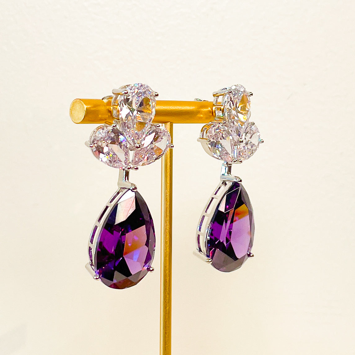 Earrings | Fleur-de-Lis | Amethyst Crystal