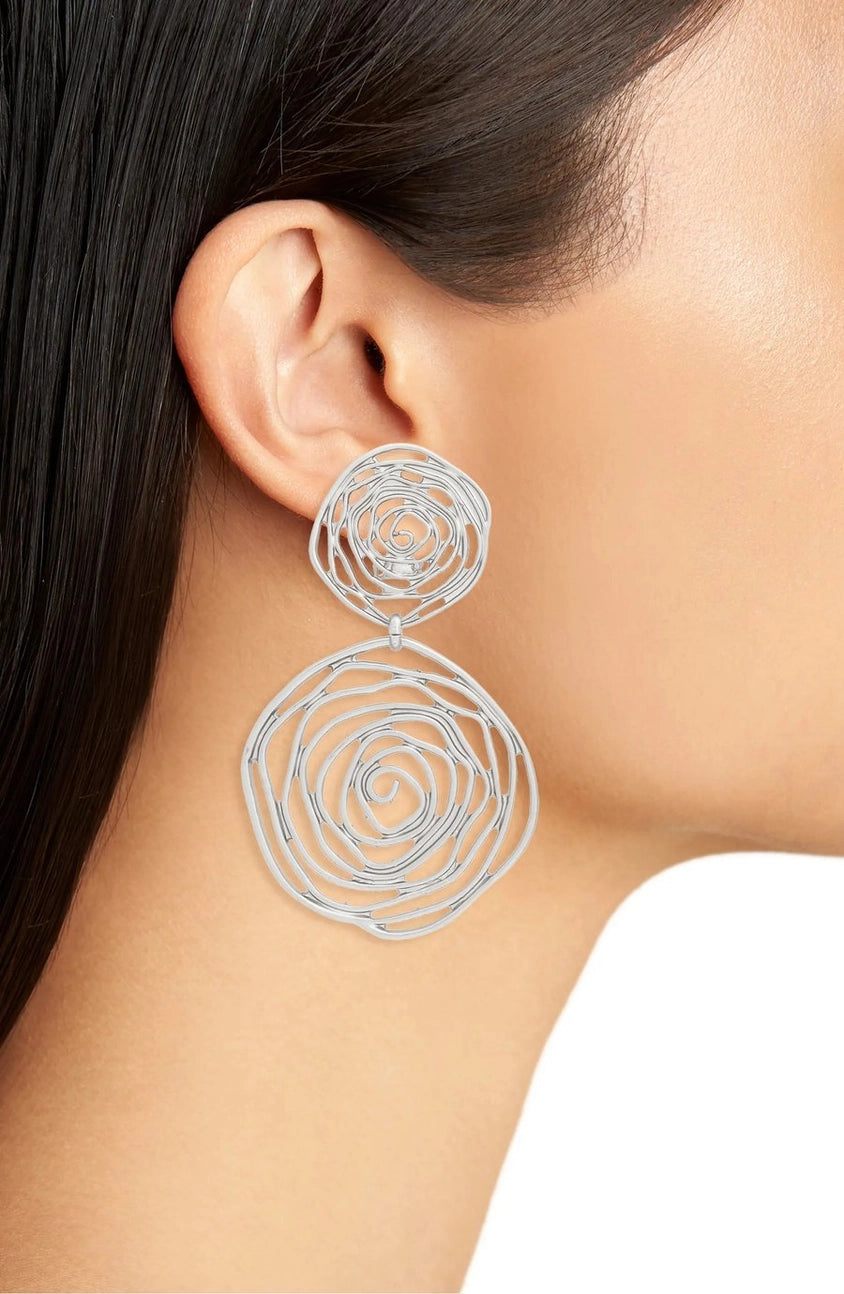 Earrings | Floral Statement - Silver | Karine Sultan
