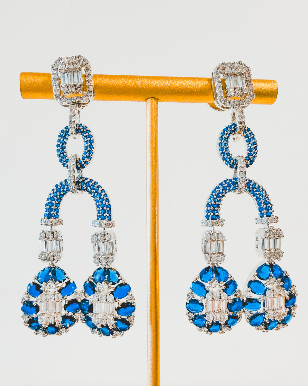 Earrings |  Link Tassel Drop | Sapphire