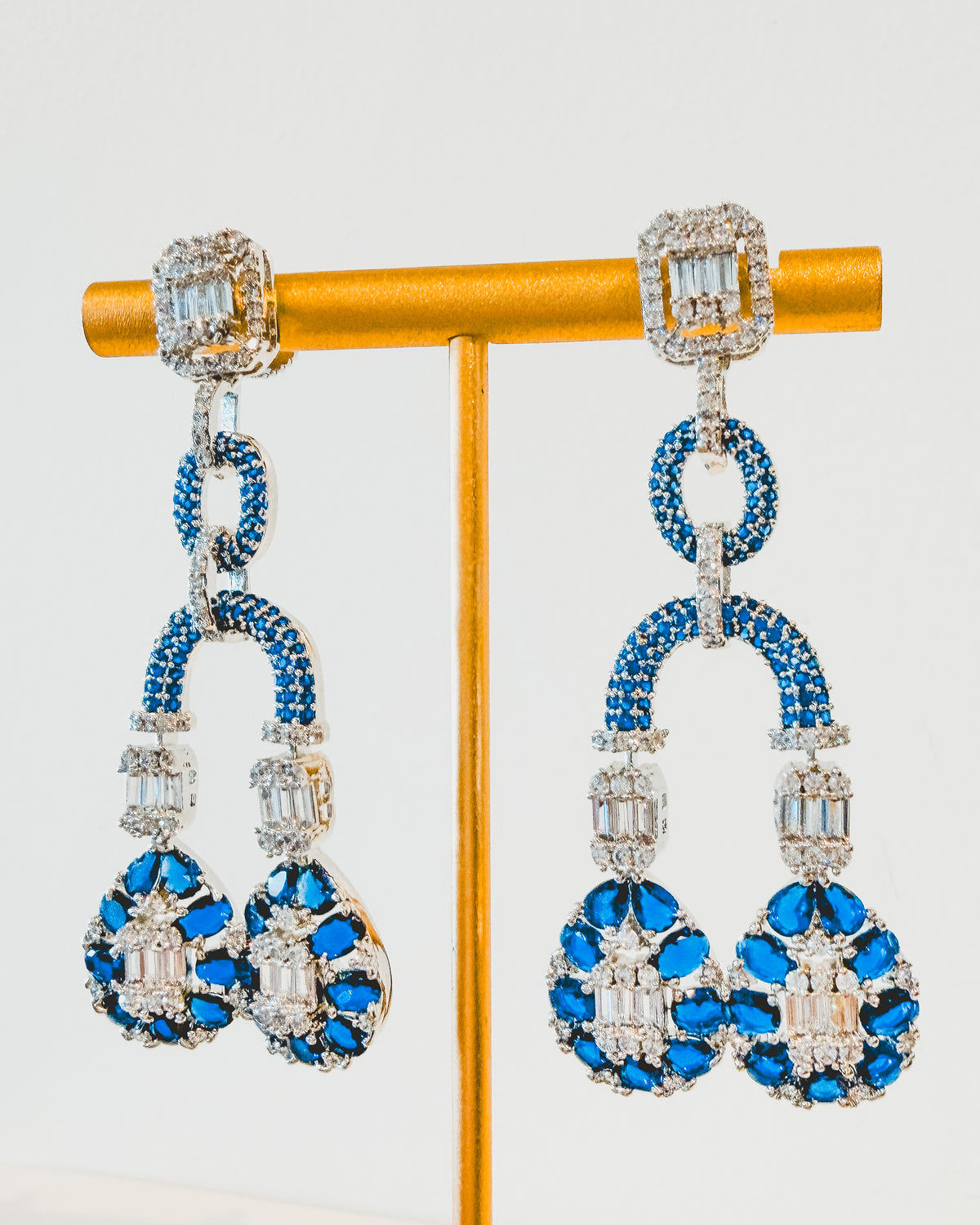 Earrings |  Link Tassel Drop | Sapphire