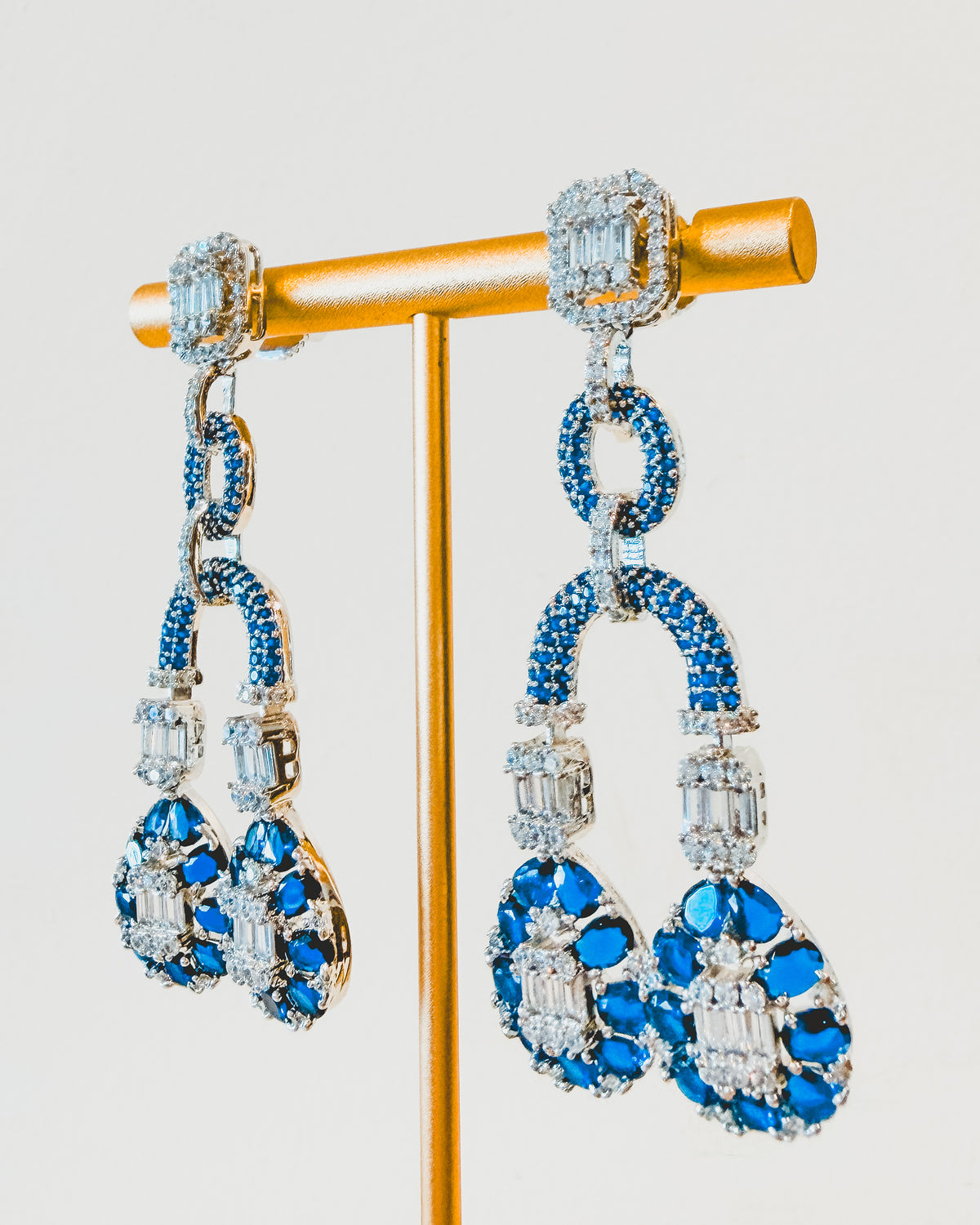 Earrings |  Link Tassel Drop | Sapphire