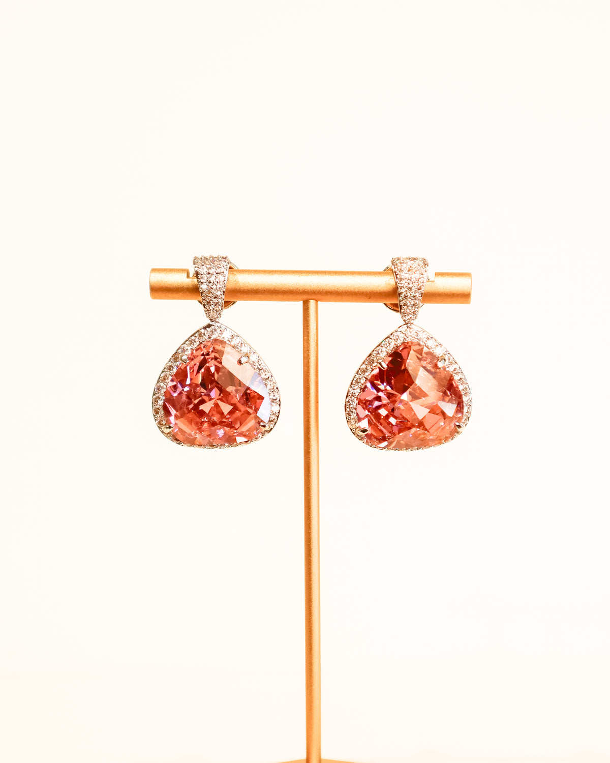 Earrings | Radiant Tear Drop Crystal | Pink Sapphire