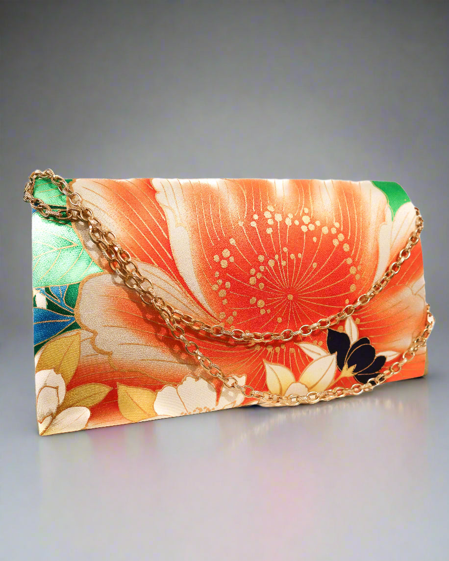 Evening Bag | Vintage Kimono | Orange Lotus
