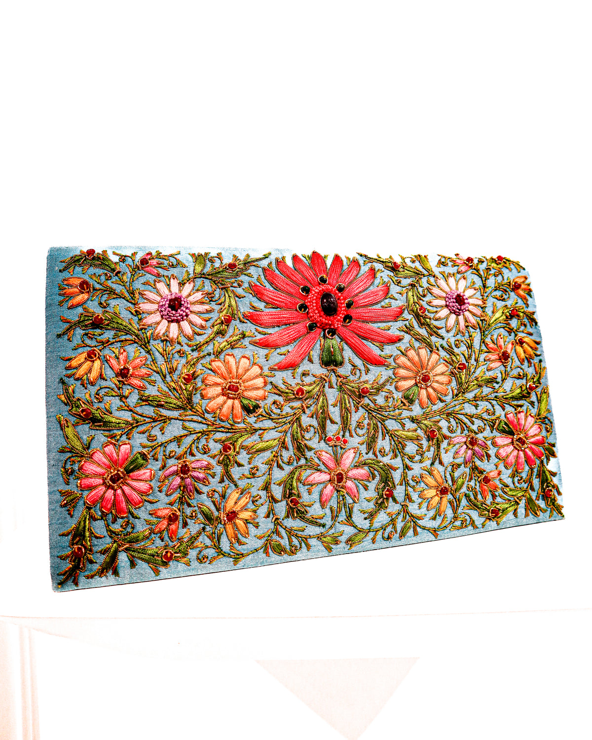 Evening Bag | Lotus Flower | Aqua Blue | Mariam Zardozi