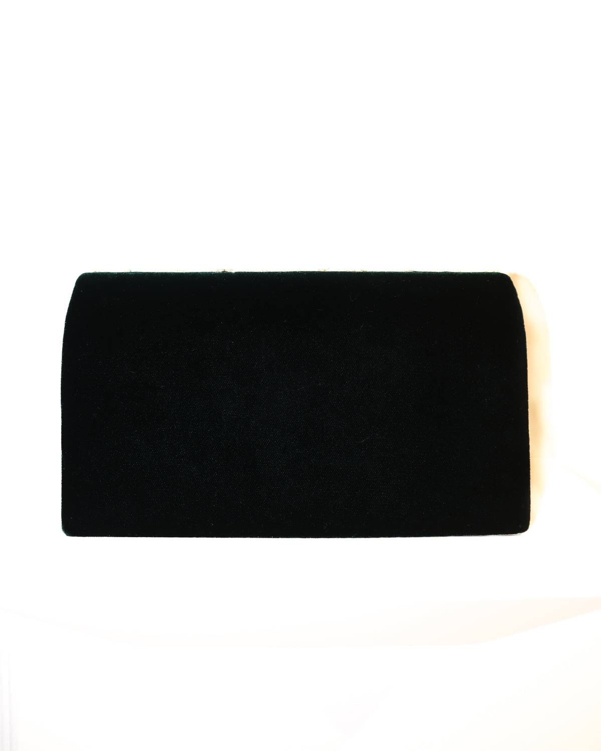 Evening Clutch | Gunmetal Embroidered Fleur de Lis | Black Silk | Citrine | Mariam Zardozi