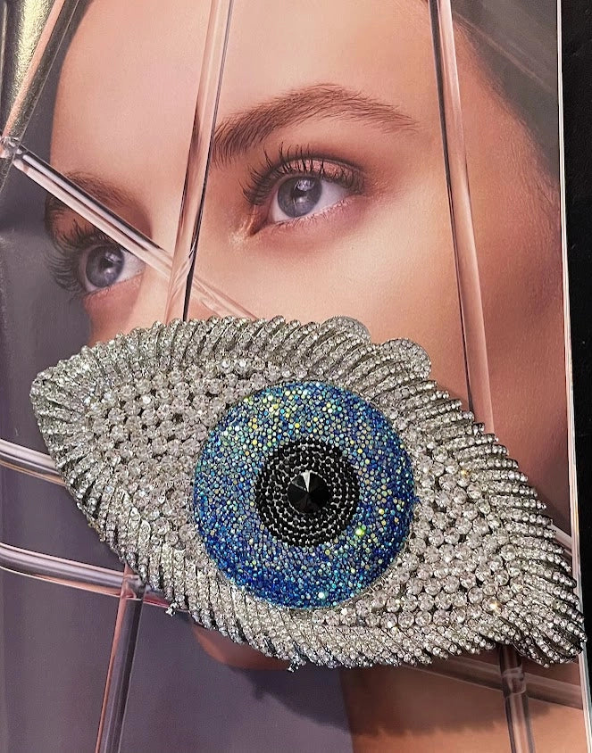 &quot;I See You&quot; Crystal Evil Eye Clutch | Silver | Sibylla Delphica