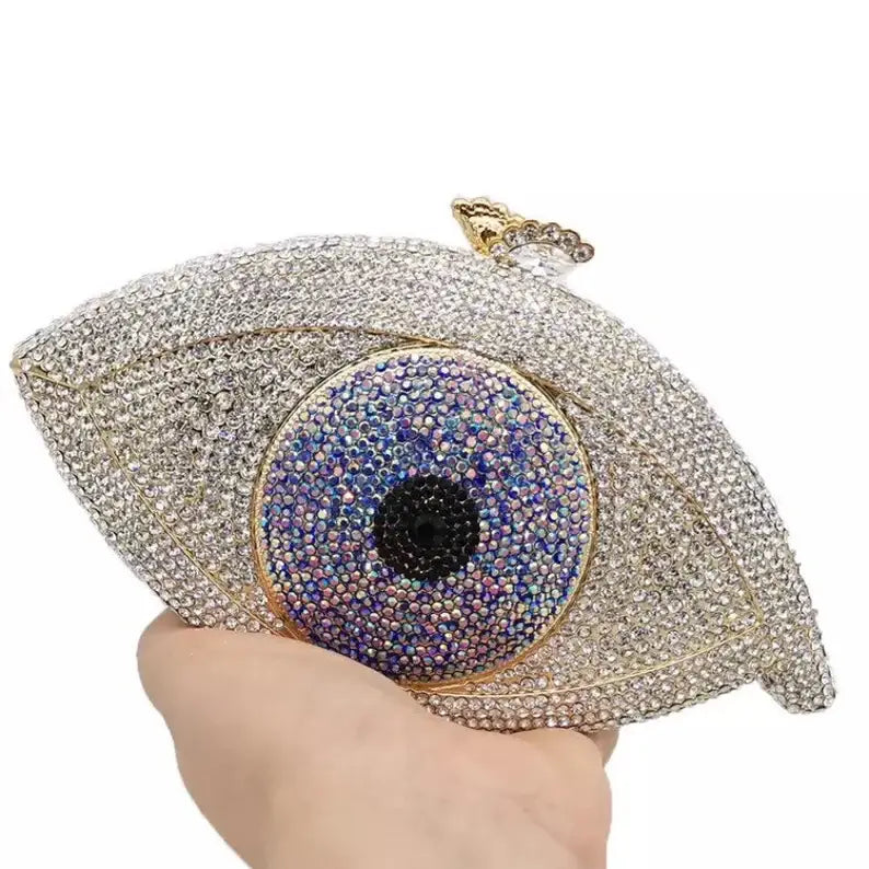 Crystal Evil Eye Clutch - &quot;I See You&quot; | Gold | SIBYLLADELPHICA