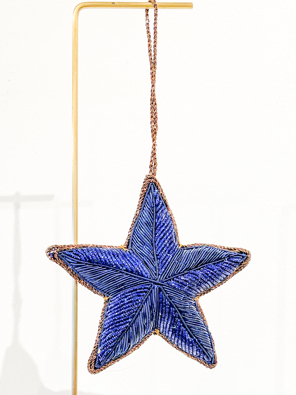 Hand Embroidered Ornament  |  4&quot; Star | Blue | Mariam Zardozi