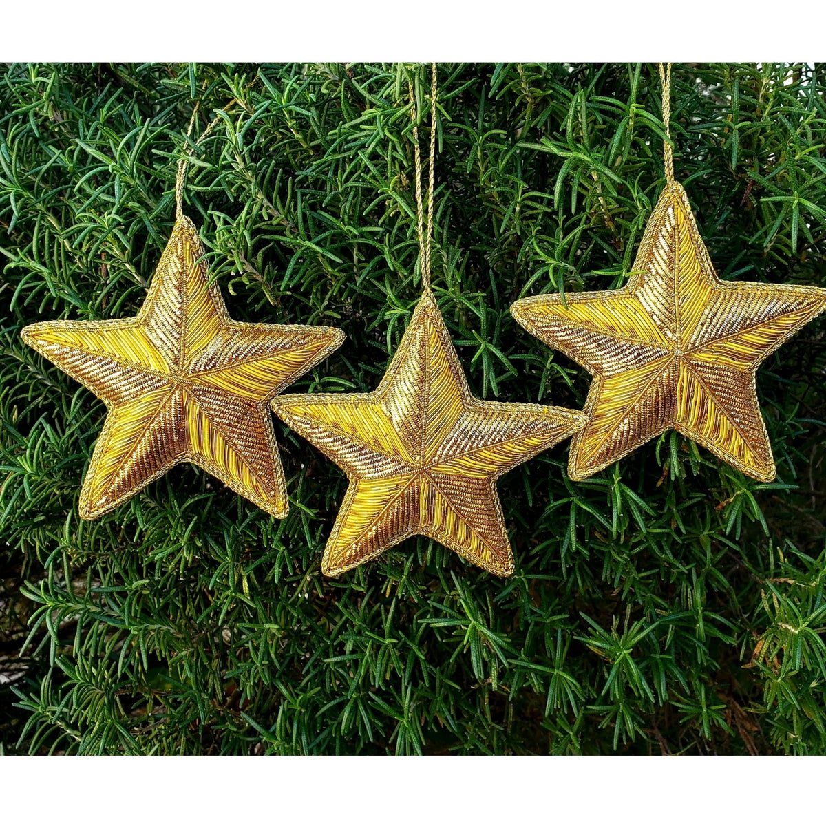 Hand Embroidered Ornament  |  4&quot; Star | Gold | Mariam Zardozi