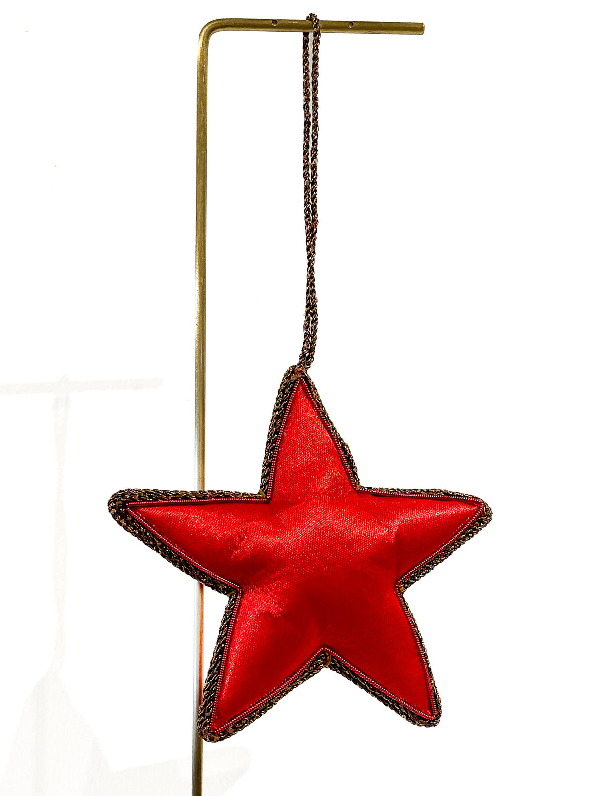 Hand Embroidered Ornament  |  4&quot; Star | Red | Mariam Zardozi