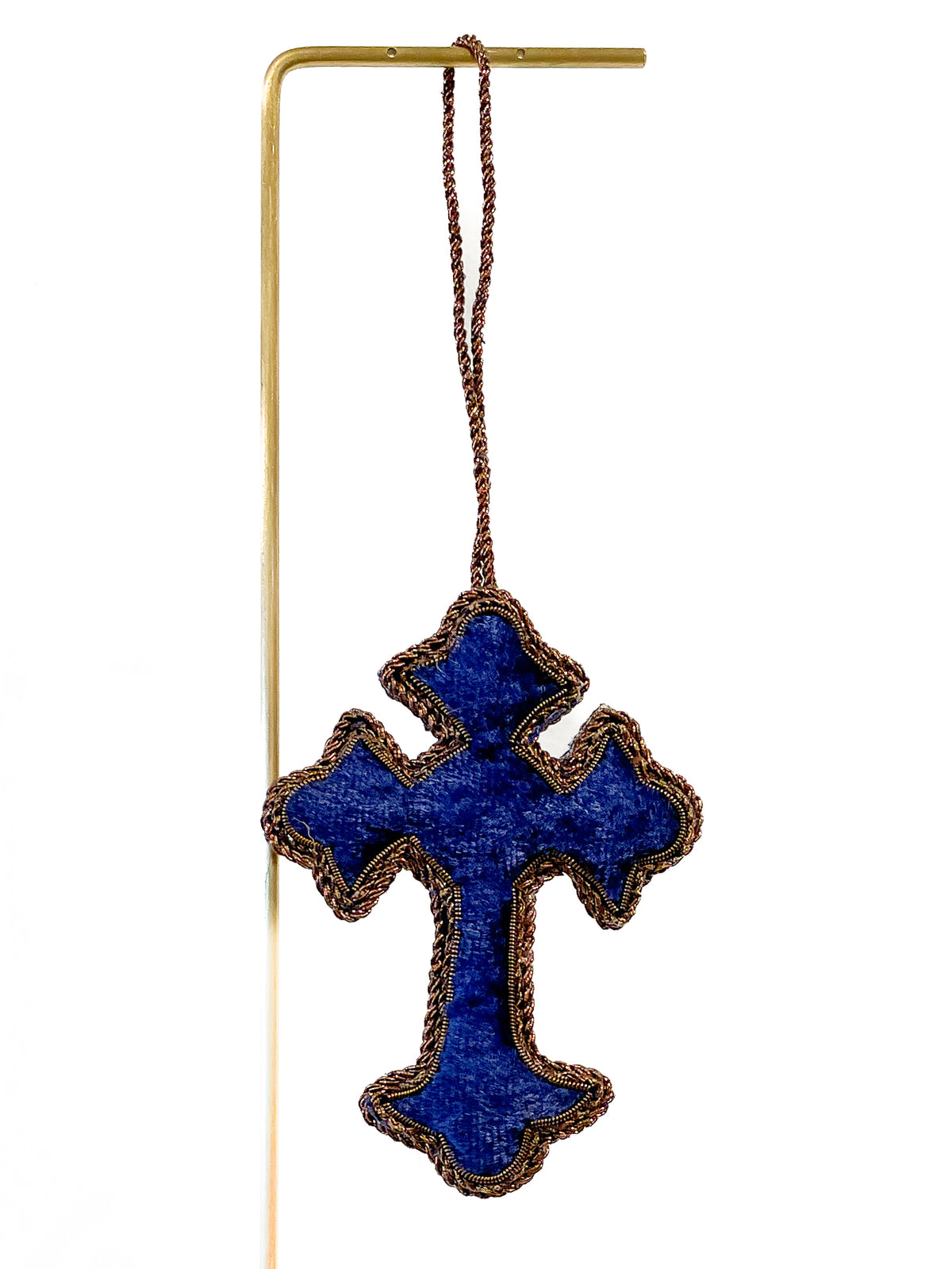 Hand Embroidered Ornament  | Cross (Small) | Royal Blue | Mariam Zardozi