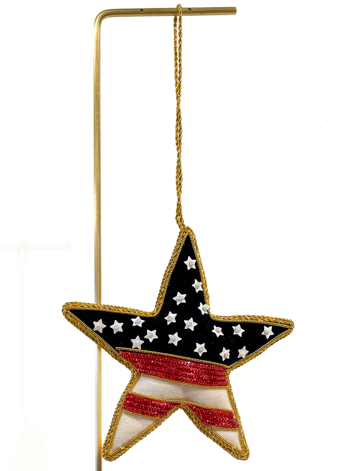 Hand Embroidered Ornament | Star | American Flag | Mariam Zardozi