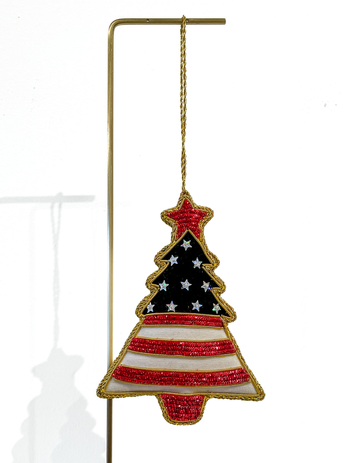 Hand Embroidered Ornament | Tree | American Flag | Mariam Zardozi