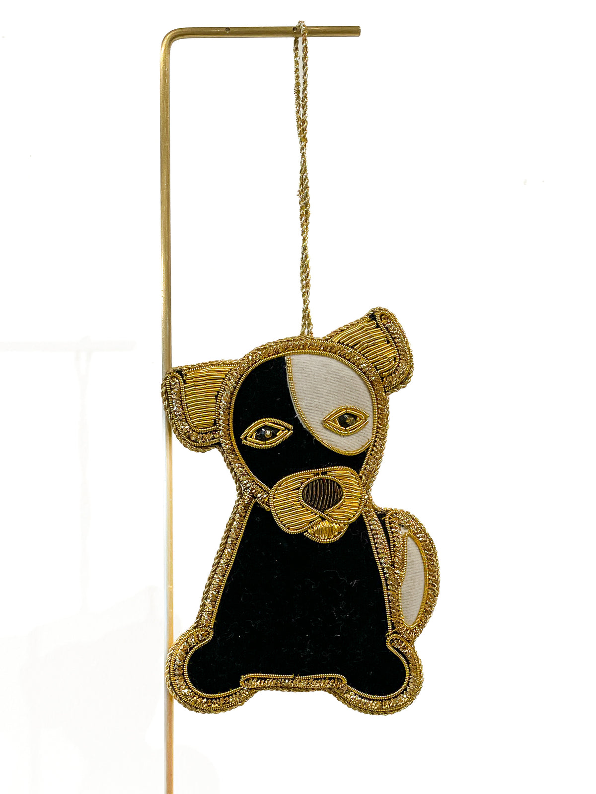 Hand Embroidered Ornament | Velvet Dog | Black | Mariam Zardozi