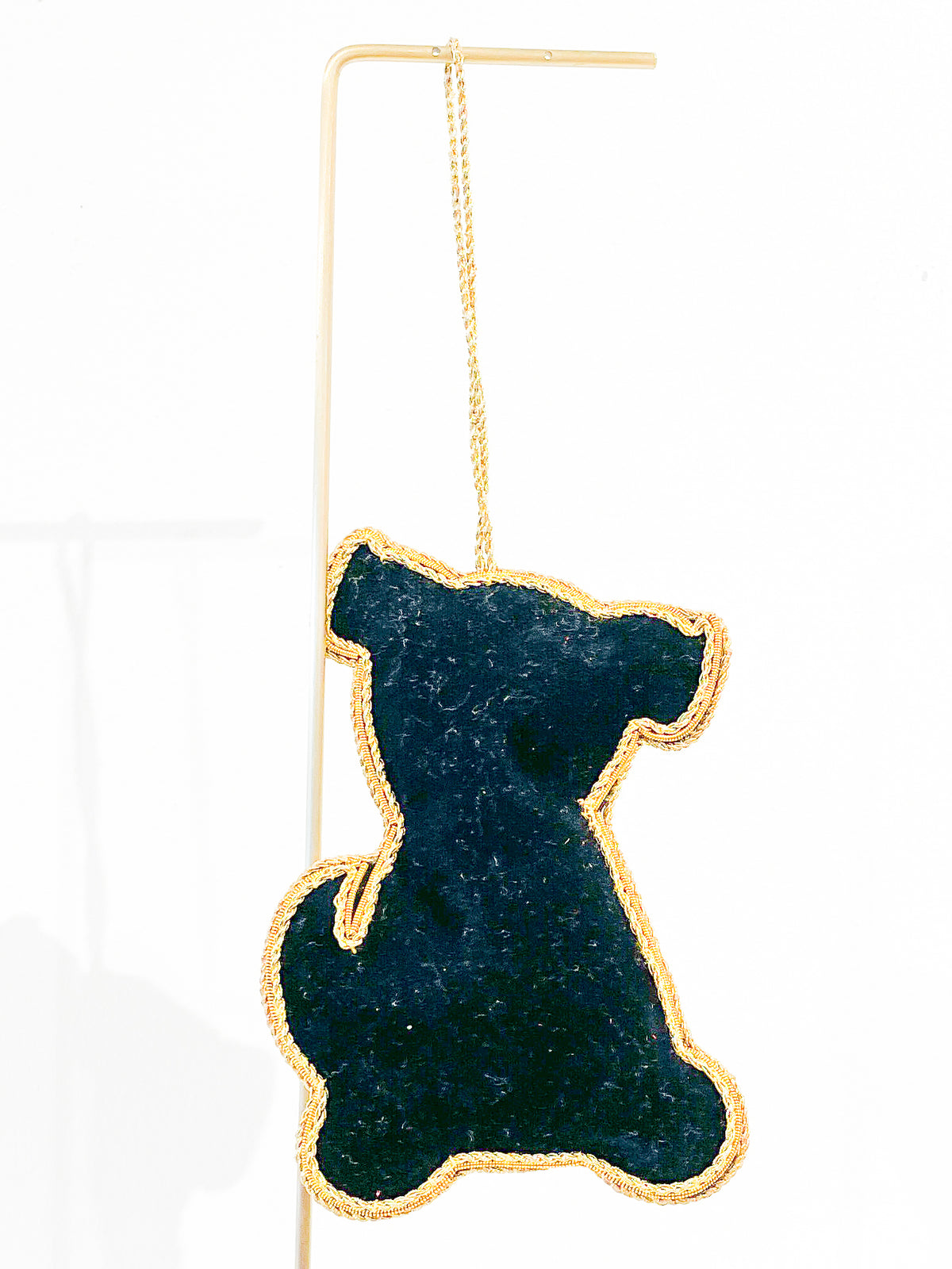 Hand Embroidered Ornament | Velvet Dog | Black | Mariam Zardozi