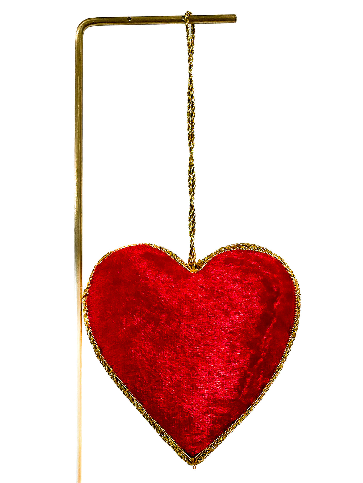 Hand Embroidered Ornament | Velvet Heart | Red &amp; Gold | Mariam Zardozi