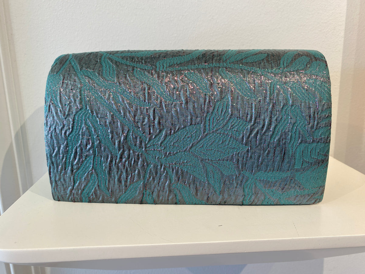 Evening Clutch | Metallic Floral Jacquard | Teal