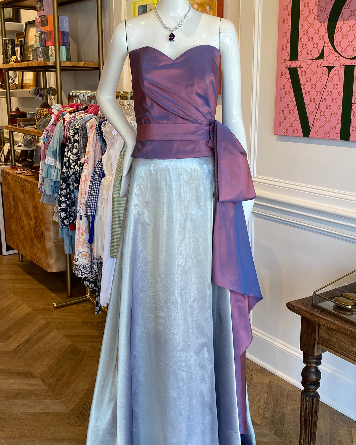 Deary Draped Bustier | Lavender Haze Shot Silk