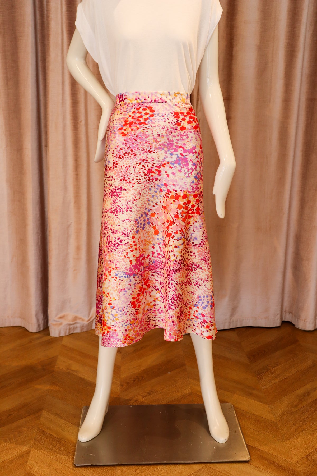 Gia Skirt | Hammered Satin | Watercolor Splatters