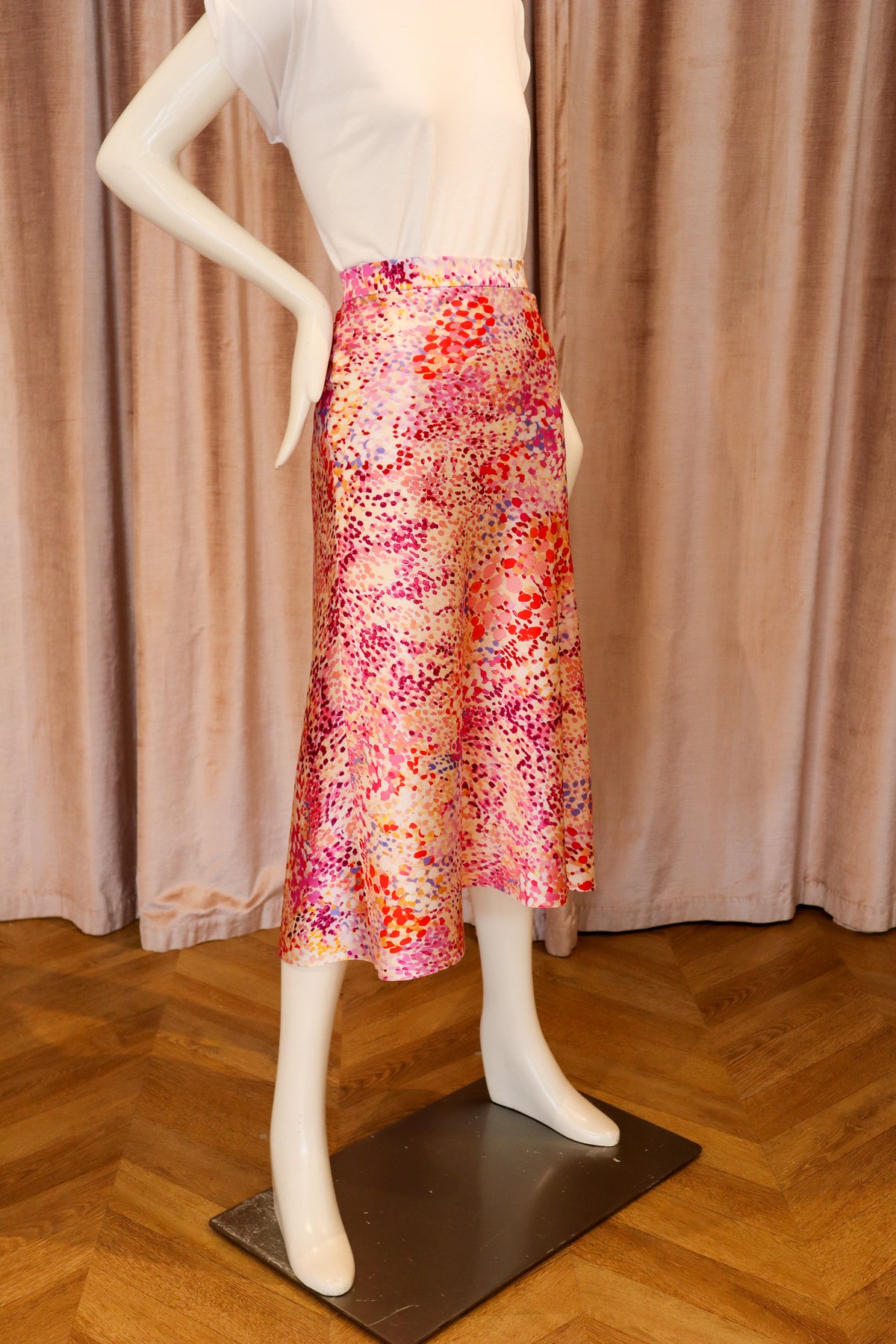 Gia Skirt | Hammered Satin | Watercolor Splatters